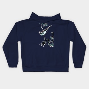 Bird singing, Japanese woodblock painting by blacklinesw9 Kids Hoodie